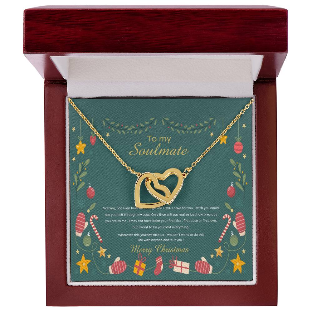 94098 Interlocking Hearts neck, Gift to My Soulmate with Message Card