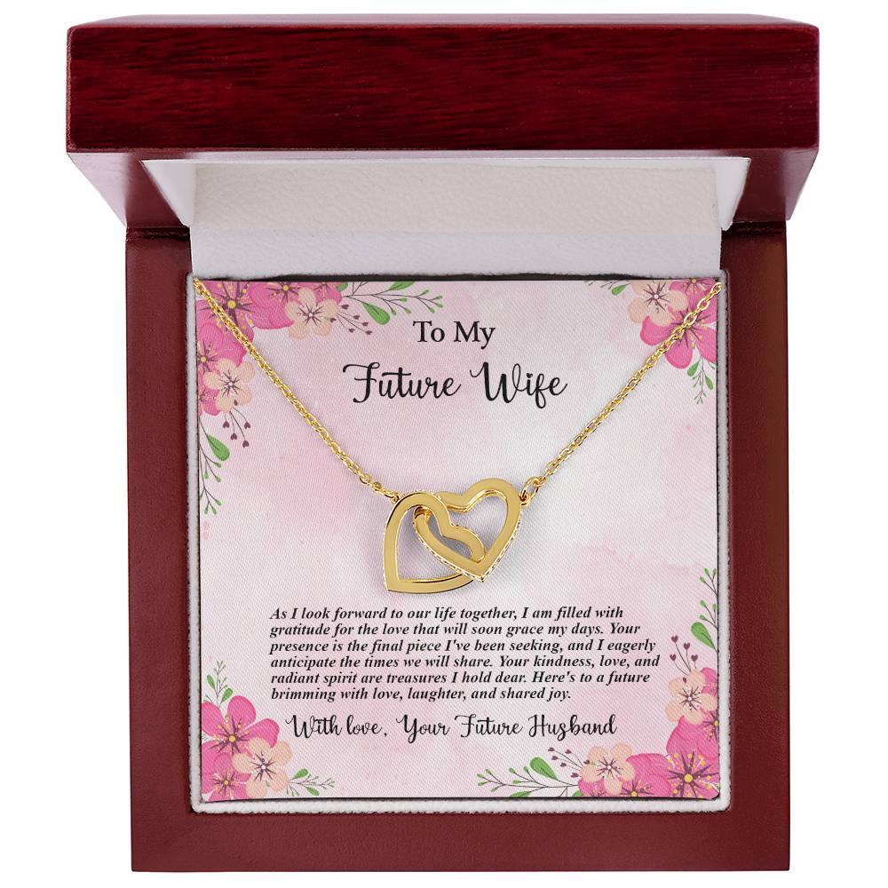 4035b Interlocking Hearts Necklace, Gift to my Future Wife with Beautiful Message Card