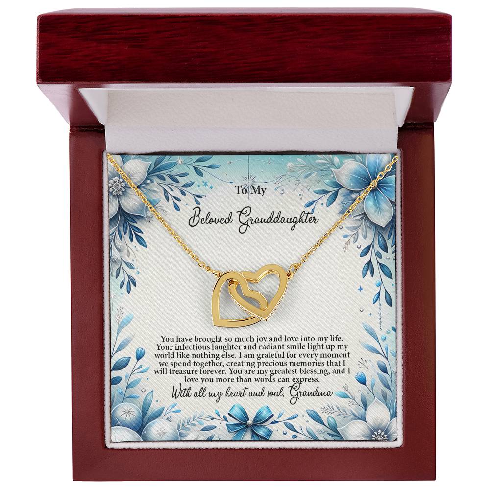 4050a Interlocking Hearts Necklace, Gift to My Granddaughter , with beautiful message card