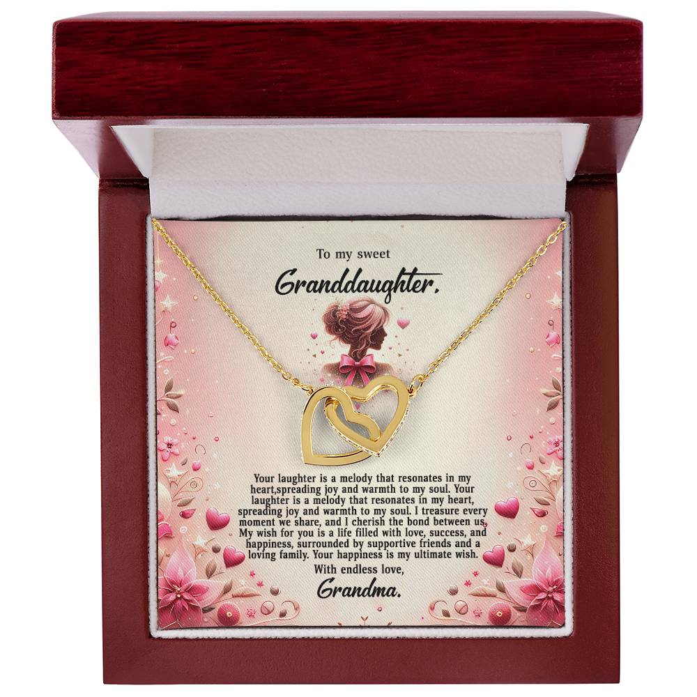 4058(b) Interlocking Hearts Necklace, Gift to My Granddaughter , with beautiful message card