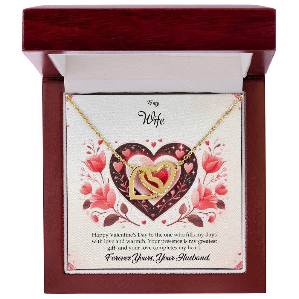 Valentine-st5a Interlocking Hearts Necklace, Gift to my Wife with Beautiful Message Card