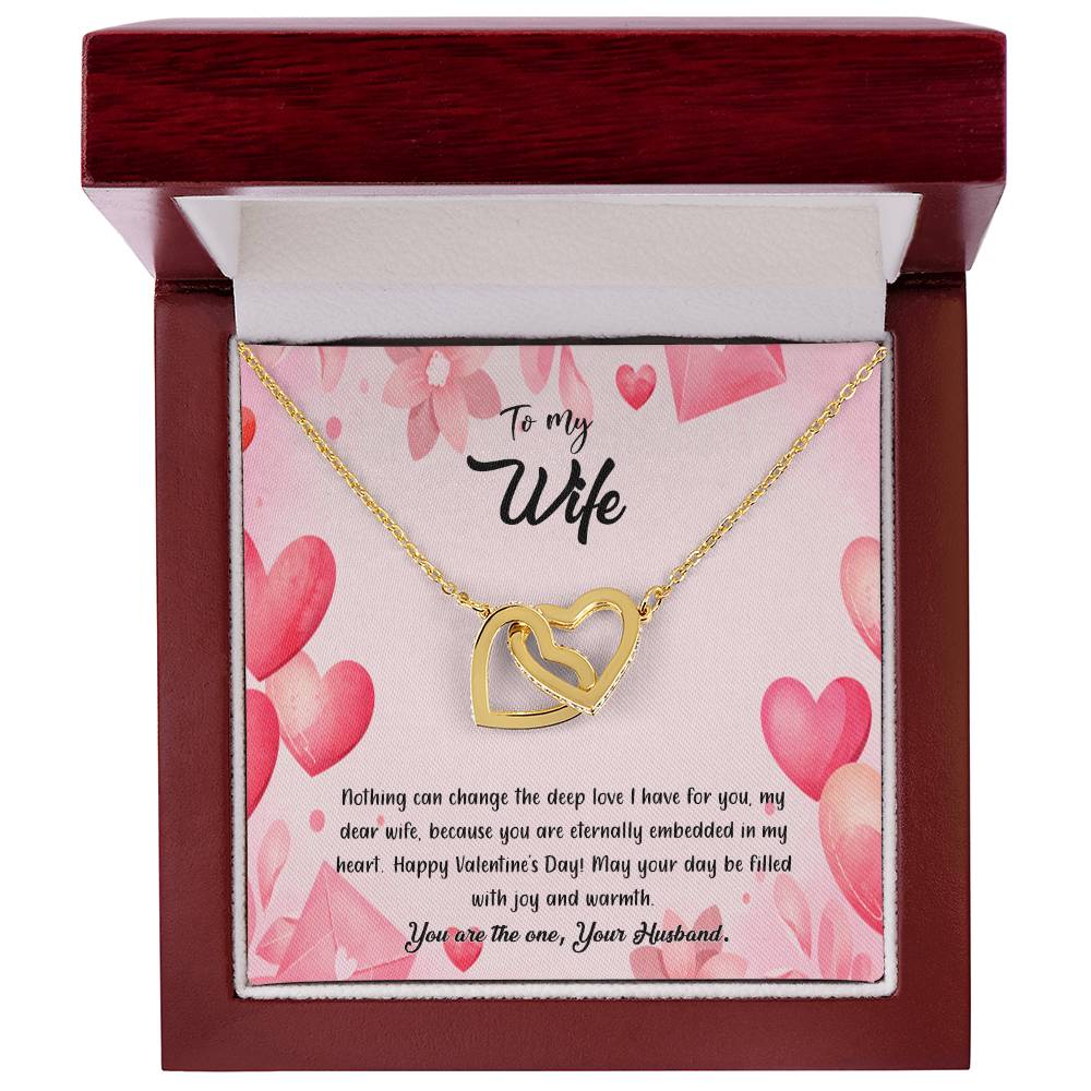 valentine-37a Interlocking Hearts Necklace, Gift to my Wife with Beautiful Message Card