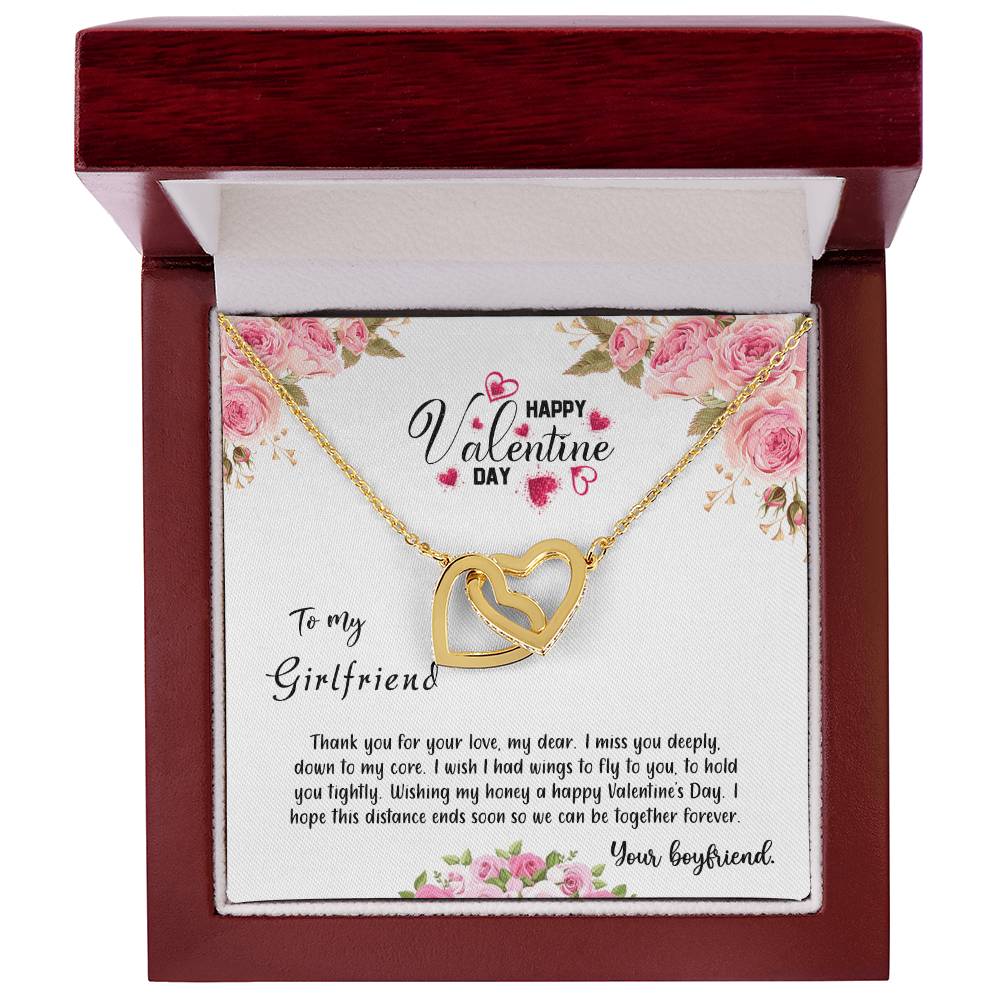 valentine-31c Interlocking Hearts Necklace, Gift to my Girlfriend with Beautiful Message Card