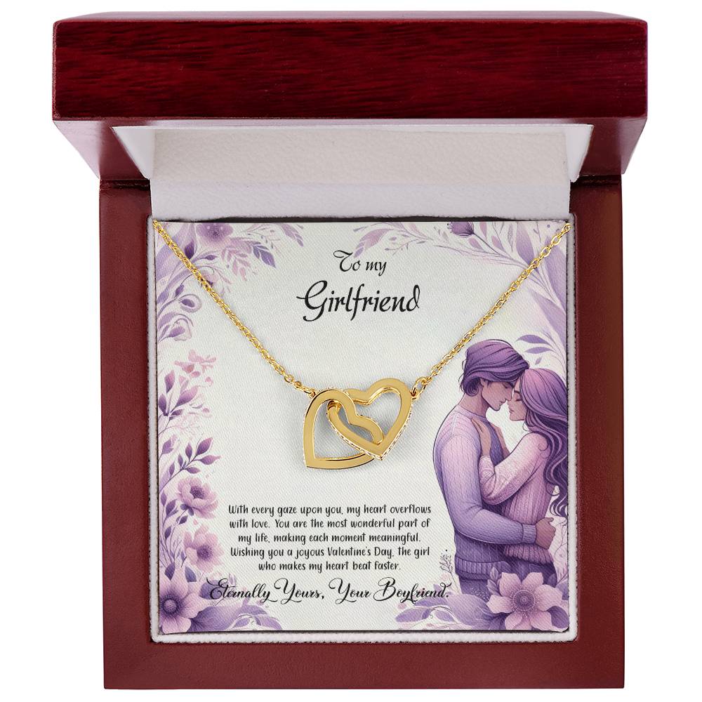 Valentine-st25c Interlocking Hearts Necklace, Gift to my Girlfriend with Beautiful Message Card