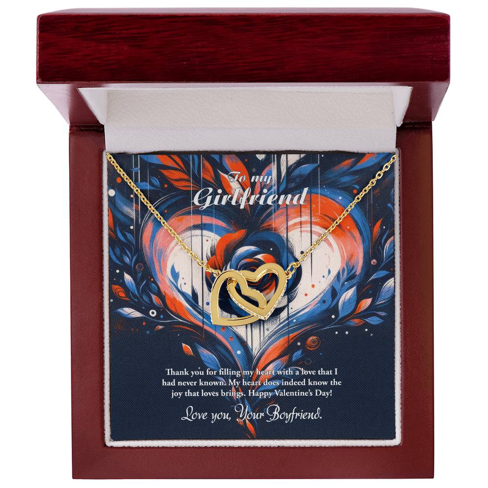 Valentine-st24c Interlocking Hearts Necklace, Gift to my Girlfriend with Beautiful Message Card