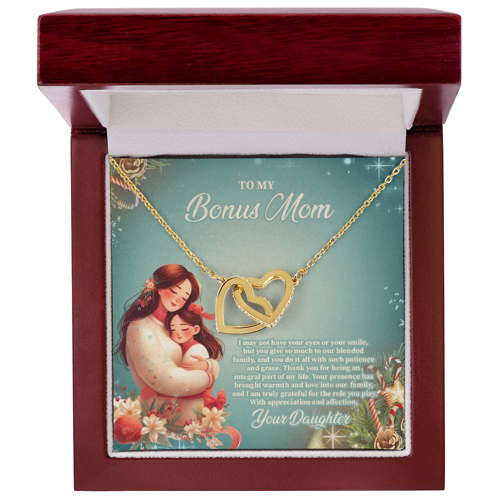 4024c Interlocking Hearts Necklace, Gift to my Stepmom with Beautiful Message Card