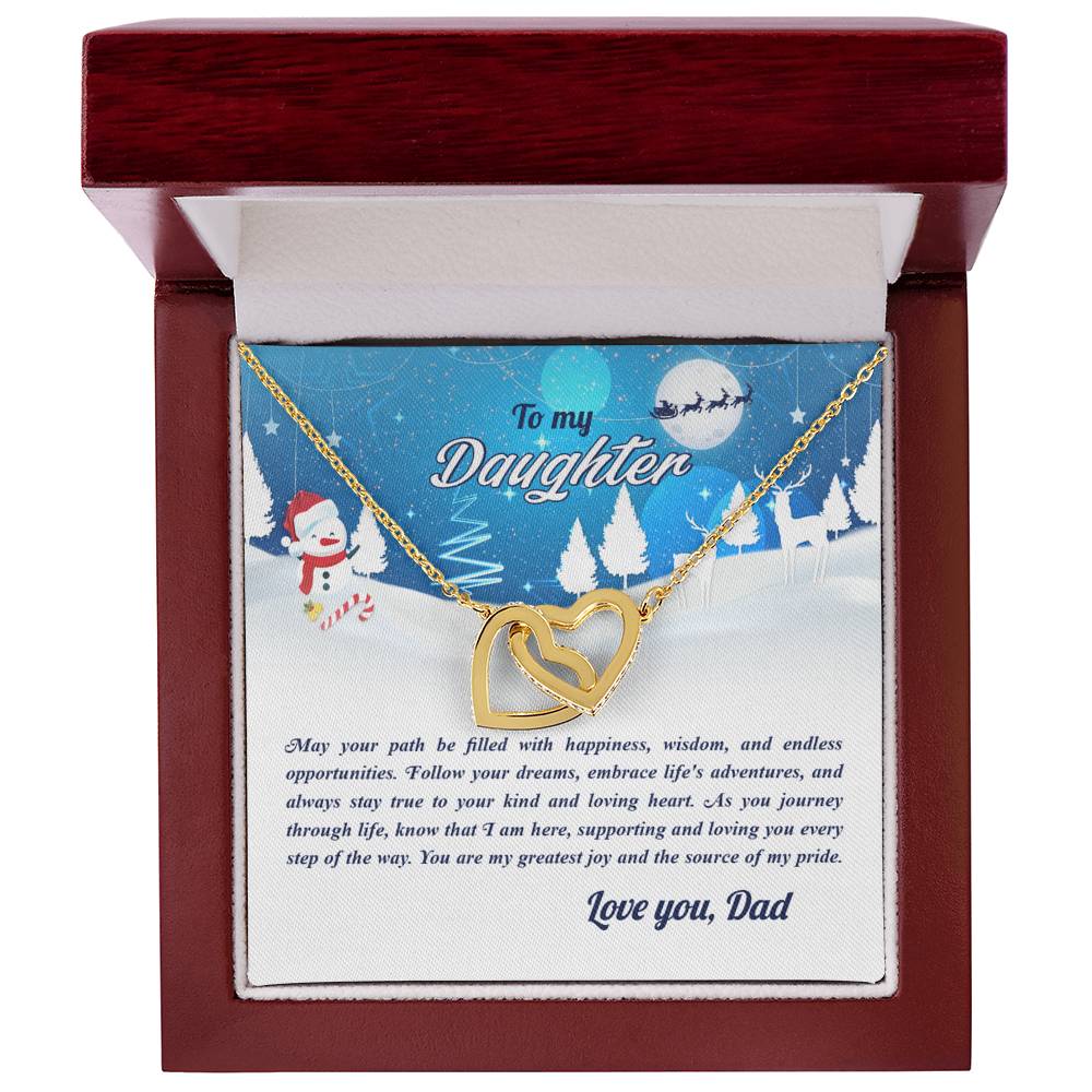 4008a Interlocking Hearts neck, Gift to my Daughter  with Beautiful Message Card