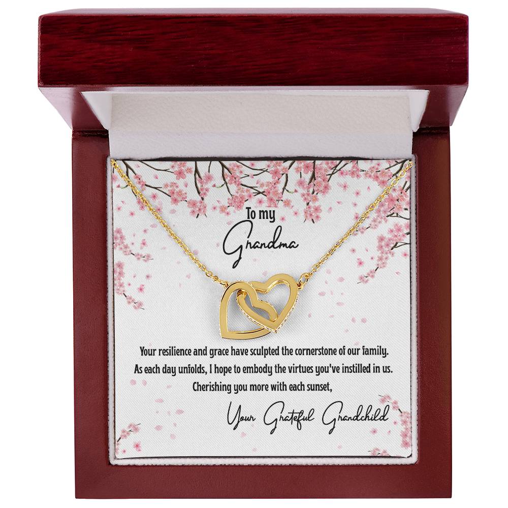 4040a Interlocking Hearts Necklace, Gift to my Grandma with Beautiful Message Card