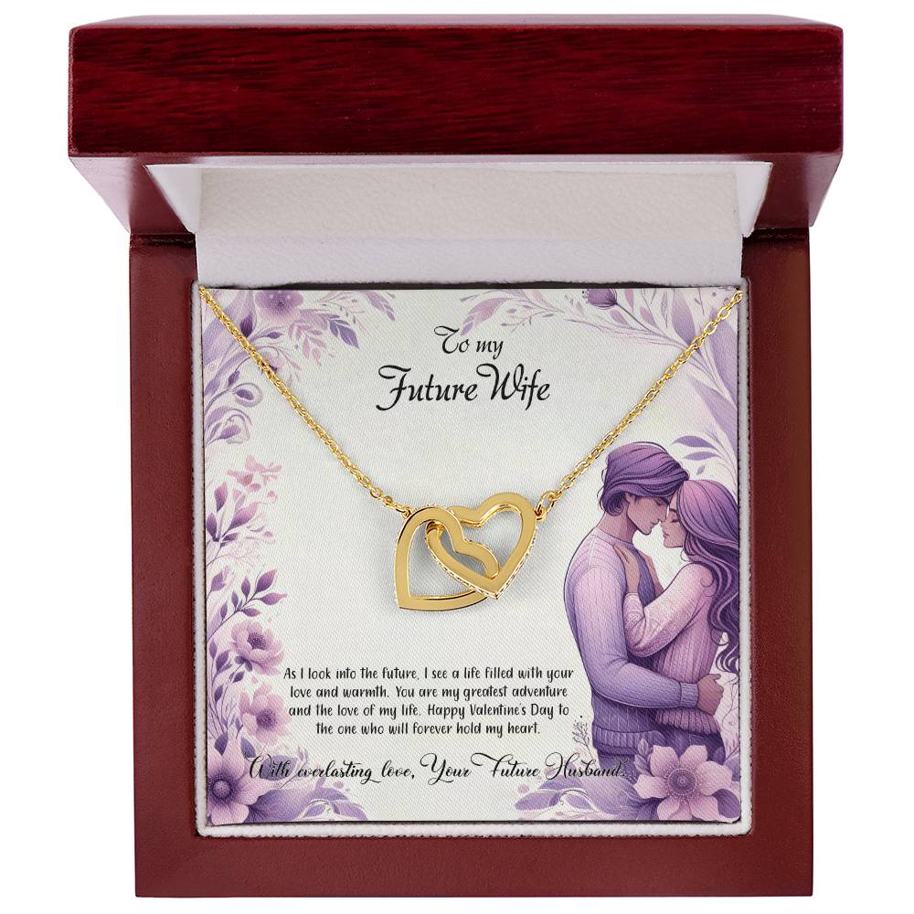 Valentine-st25d Interlocking Hearts Necklace, Gift to my Future Wife with Beautiful Message Card