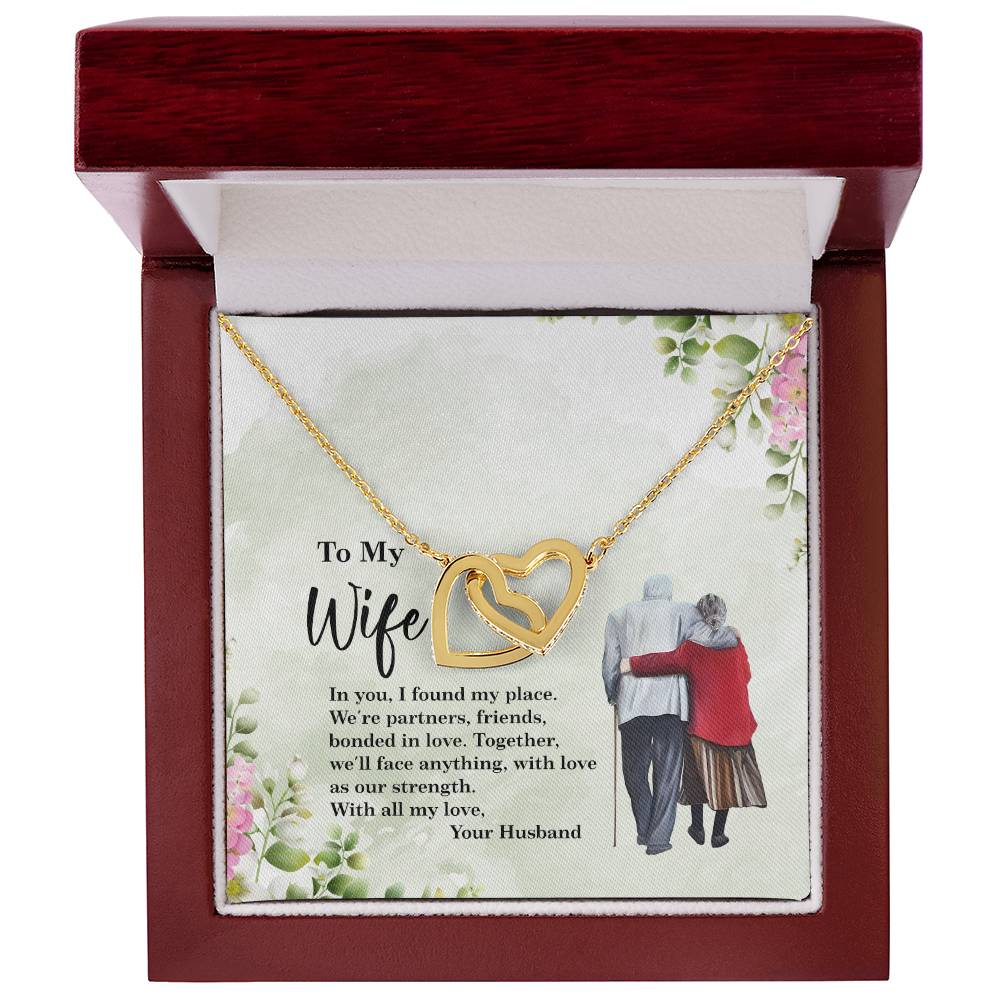 4028a Interlocking Hearts neck, Gift to my Wife with Beautiful Message Card