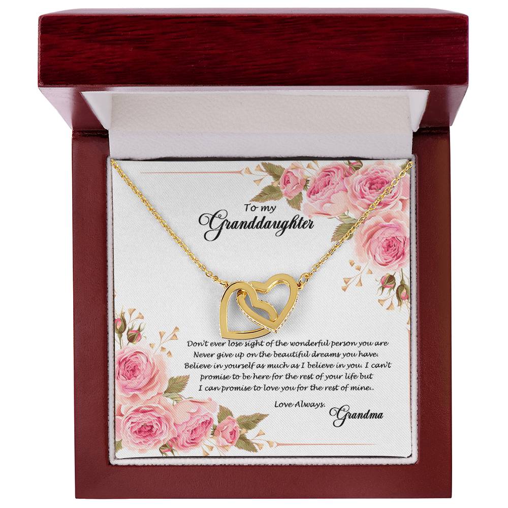 4034 (a) Interlocking Hearts Necklace, Gift to My Granddaughter , with beautiful message card