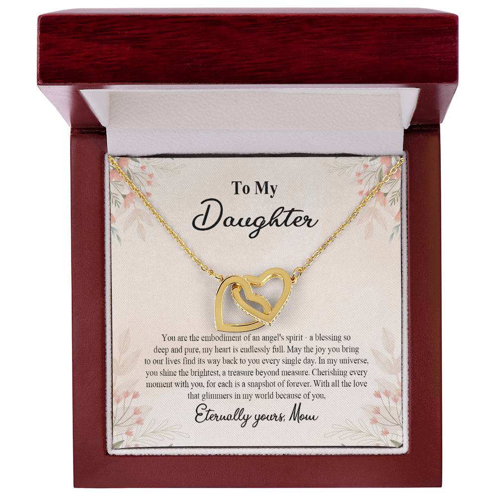 4025b Interlocking Hearts neck, Gift to my Daughter with Beautiful Message Card