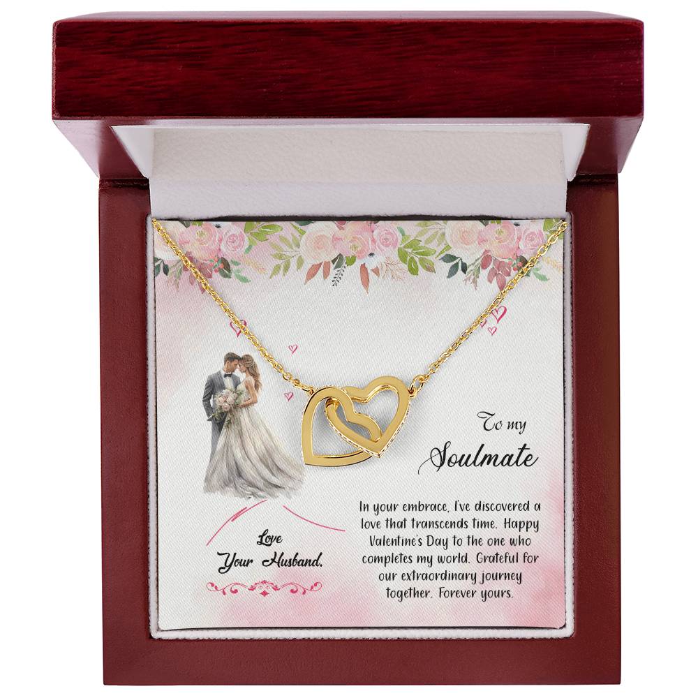 valentine-6b Interlocking Hearts neck, Gift to My Soulmate with Message Card