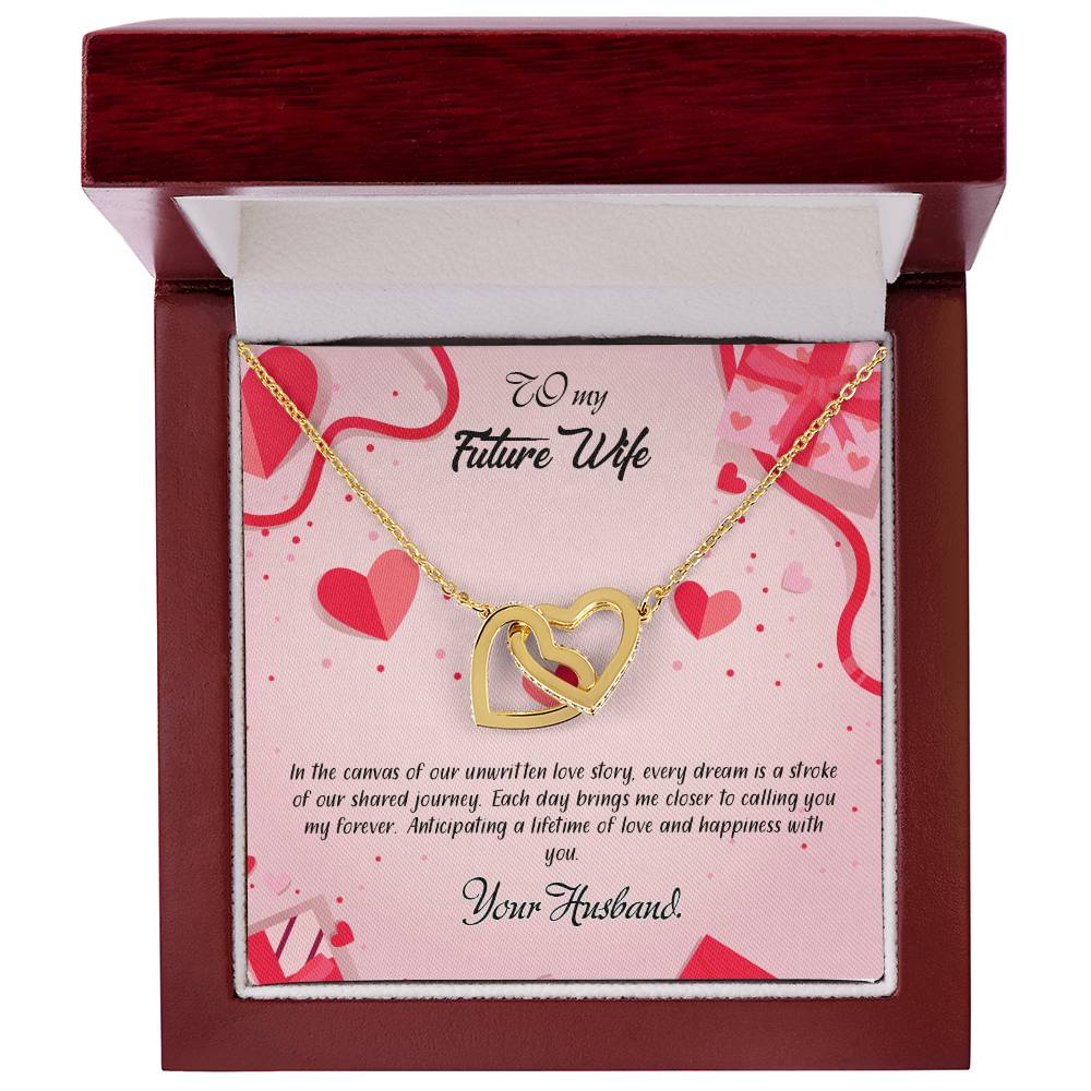 valentine-15d Interlocking Hearts Necklace, Gift to my Future Wife with Beautiful Message Card