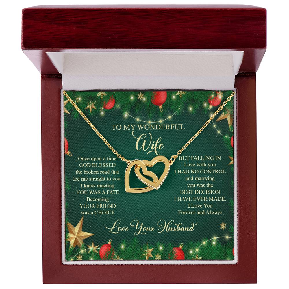 93045a Interlocking Hearts neck, Gift to my Wife with Beautiful Message Card