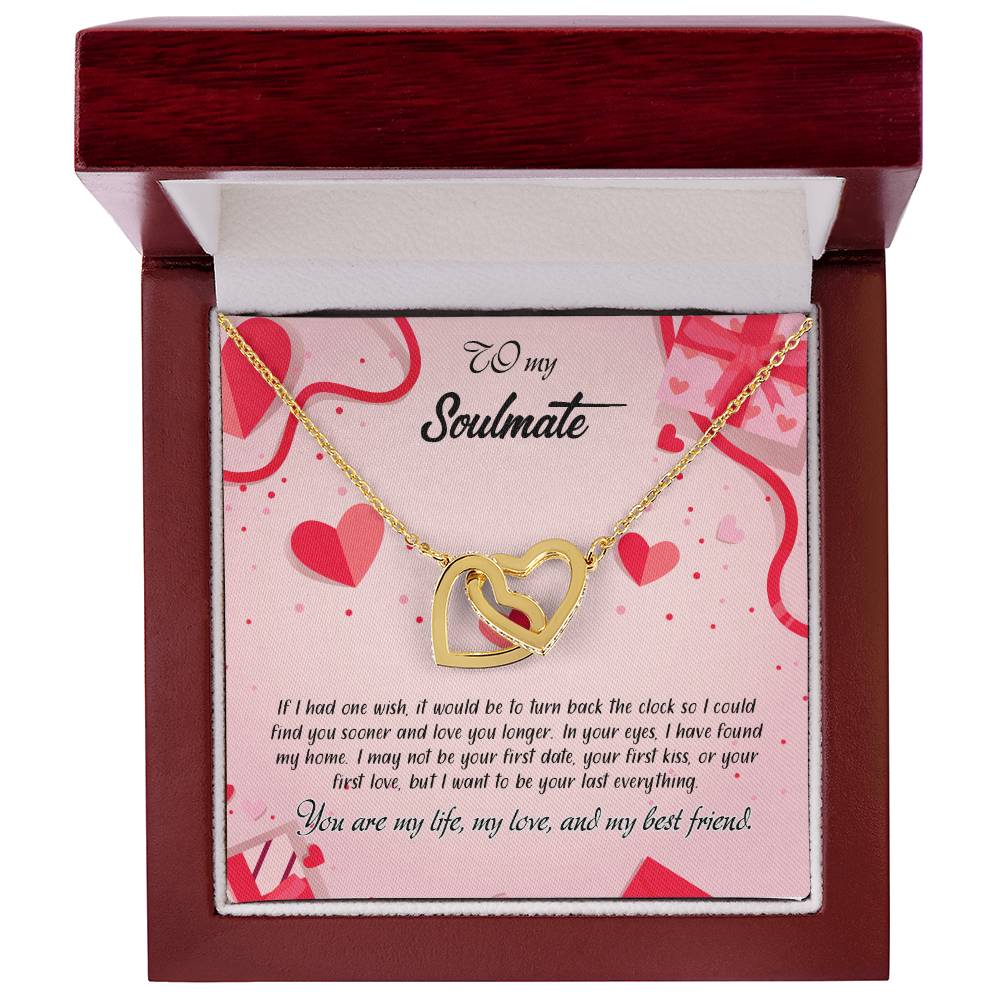 valentine-15b Interlocking Hearts neck, Gift to My Soulmate with Message Card