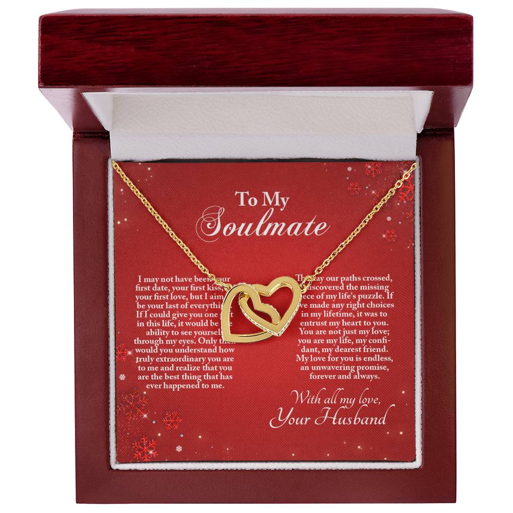 4005b Interlocking Hearts neck, Gift to My Soulmate with Message Card