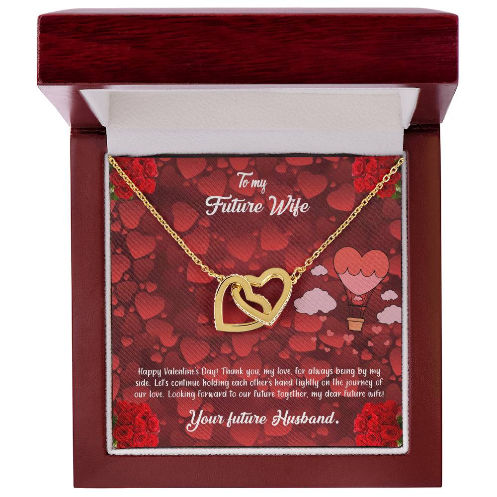 valentine-27d Interlocking Hearts Necklace, Gift to my Future Wife with Beautiful Message Card