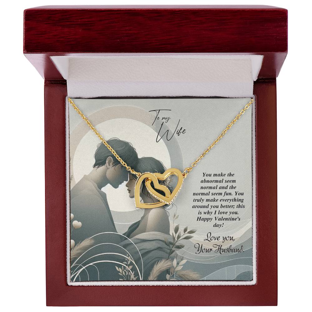 Valentine-st22a Interlocking Hearts Necklace, Gift to my Wife with Beautiful Message Card