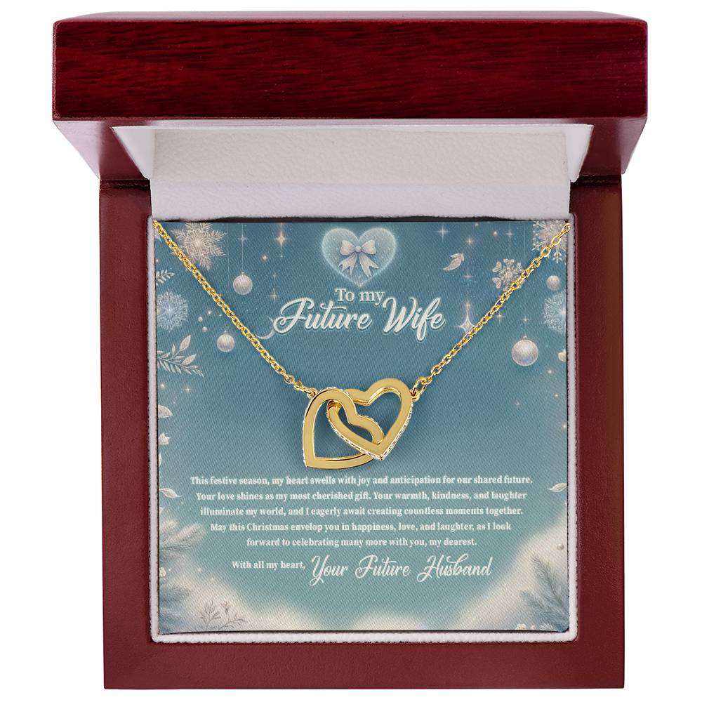 4045 (3) Interlocking Hearts Necklace, Gift to my Future Wife with Beautiful Message Card