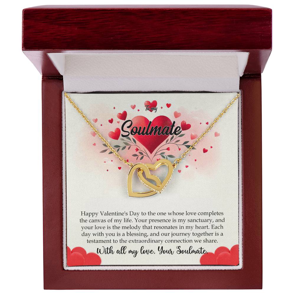 Valentine-st11b Interlocking Hearts neck, Gift to My Soulmate with Message Card