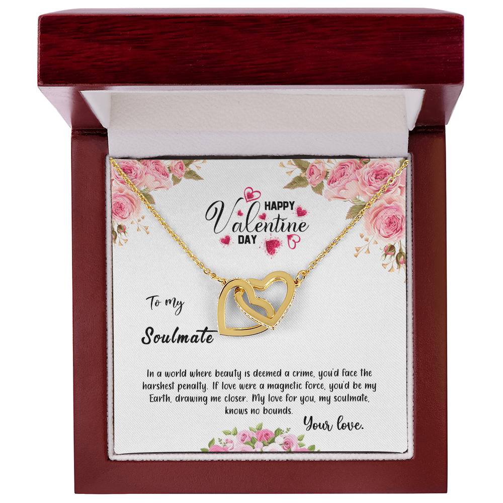 valentine-31b Interlocking Hearts neck, Gift to My Soulmate with Message Card