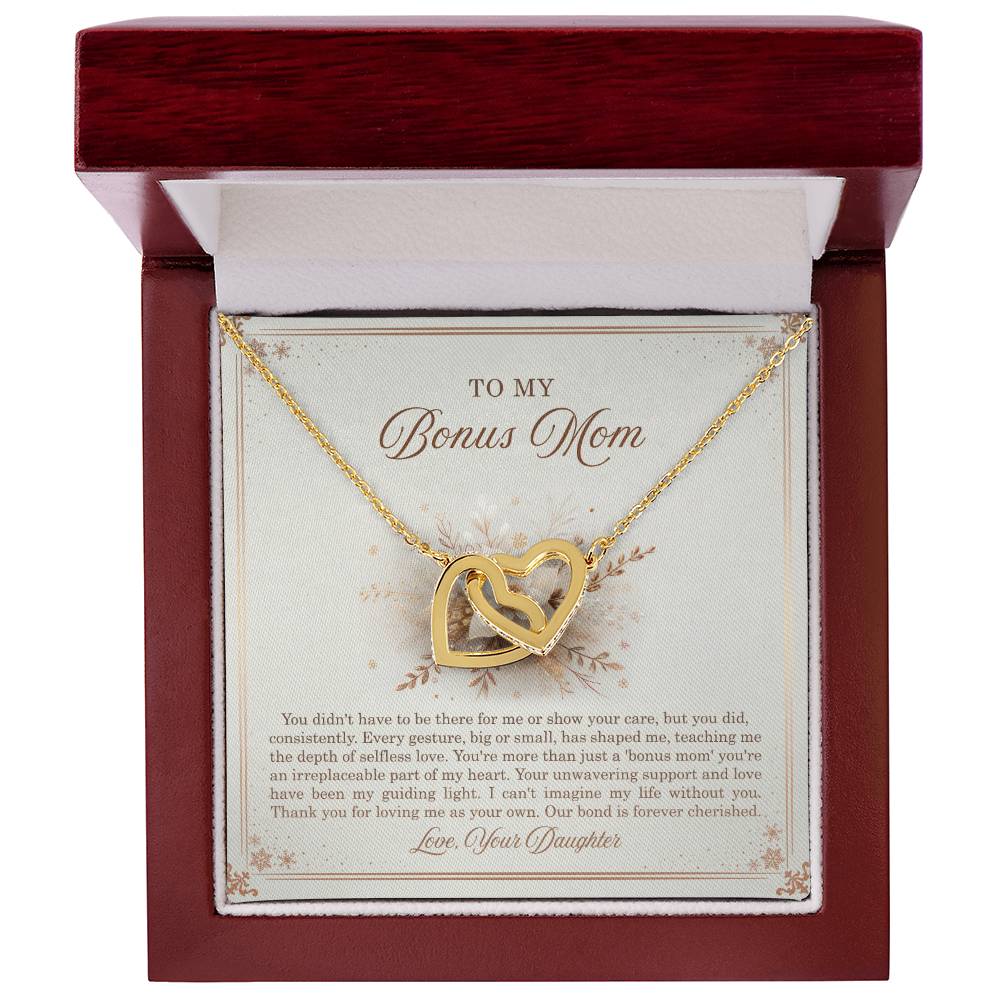 95318 a Interlocking Hearts Necklace, Gift to my Stepmom with Beautiful Message Card