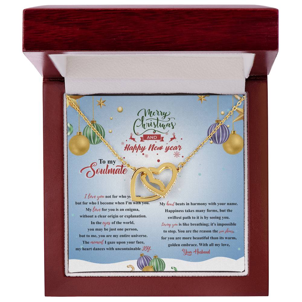 94315a Interlocking Hearts neck, Gift to My Soulmate with Message Card