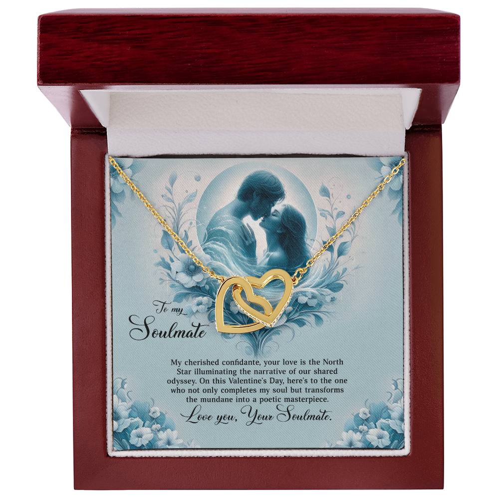 Valentine-st29b Interlocking Hearts neck, Gift to My Soulmate with Message Card