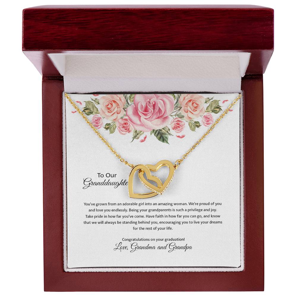 4031a Interlocking Hearts Necklace, Gift to My Granddaughter , with beautiful message card