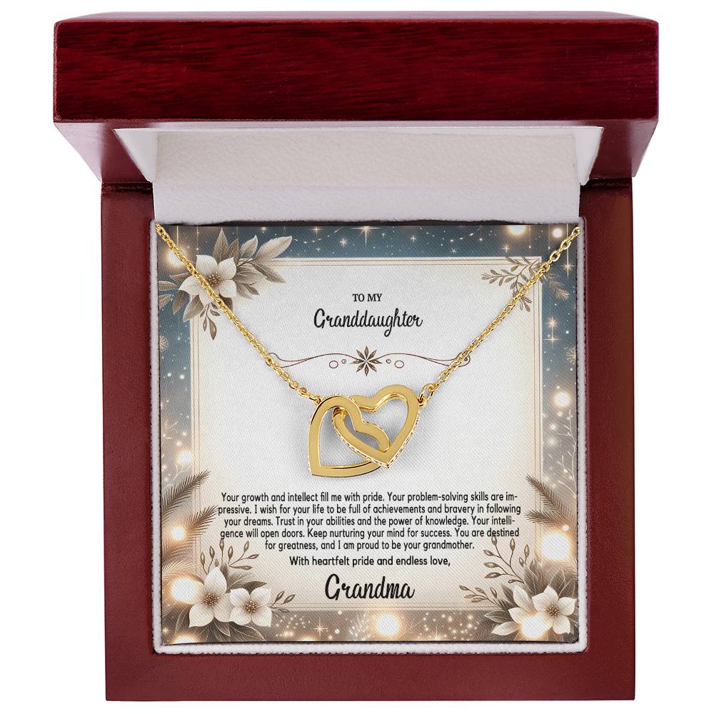 4055(a) Interlocking Hearts Necklace, Gift to My Granddaughter , with beautiful message card