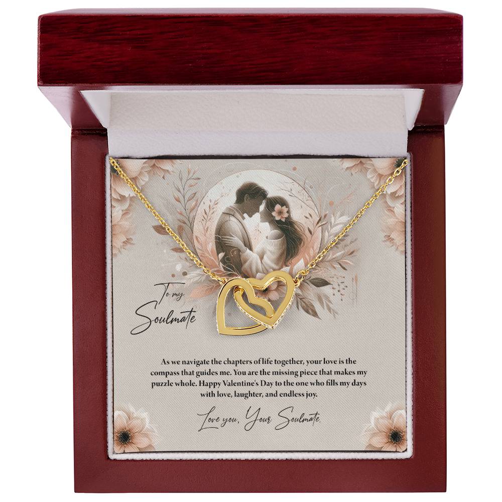 Valentine-st27b Interlocking Hearts neck, Gift to My Soulmate with Message Card