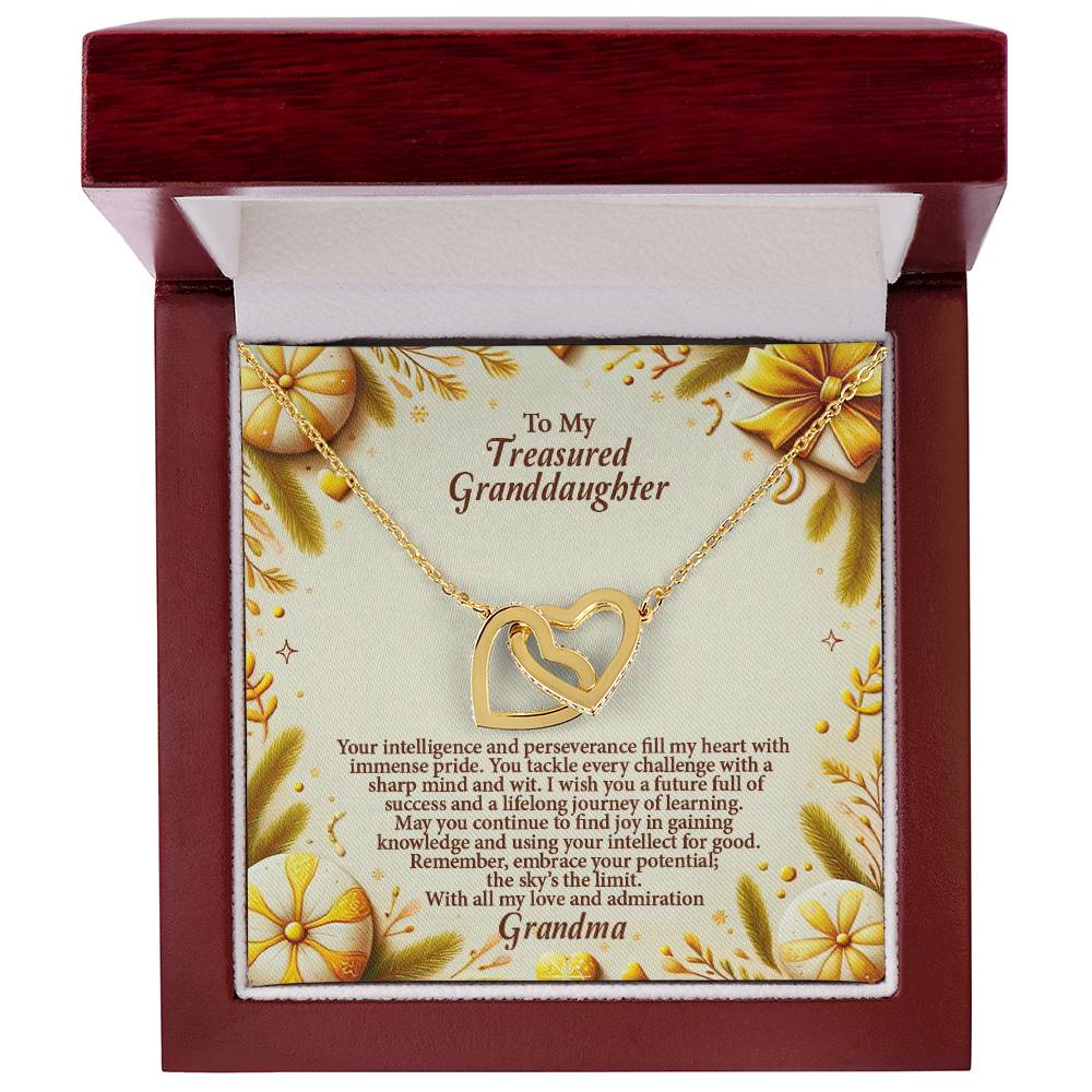 4056b Interlocking Hearts Necklace, Gift to My Granddaughter , with beautiful message card