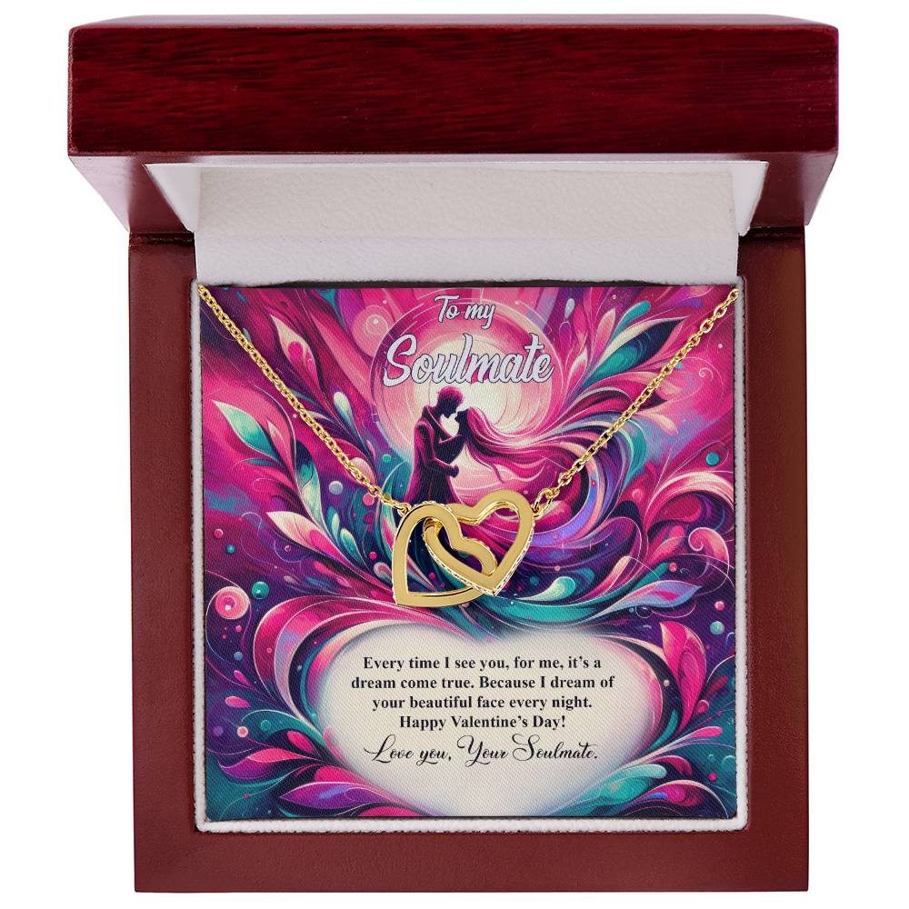 Valentine-st21b Interlocking Hearts neck, Gift to My Soulmate with Message Card