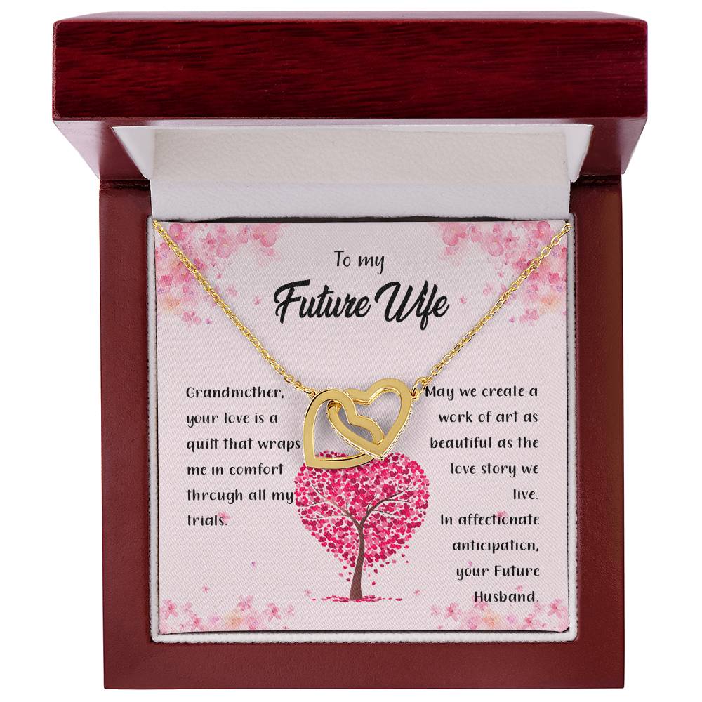 4042b fix Interlocking Hearts Necklace, Gift to my Future Wife with Beautiful Message Card