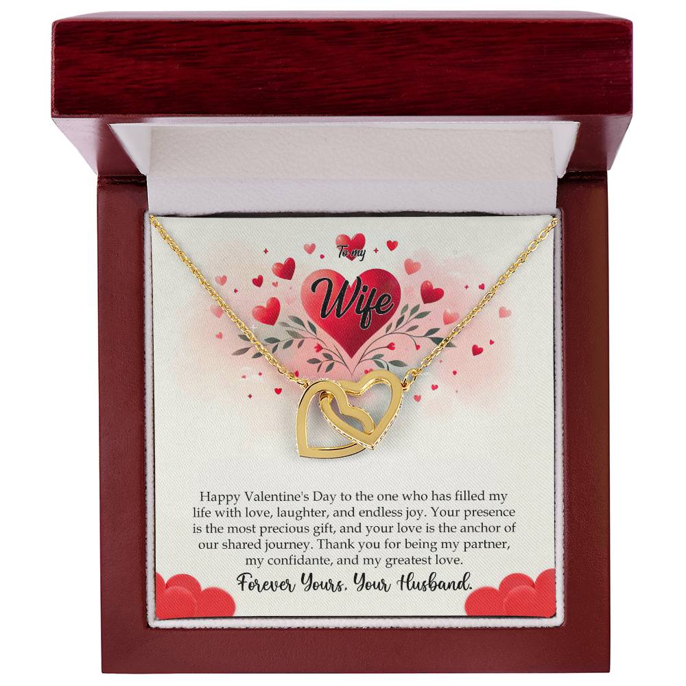 Valentine-st11a Interlocking Hearts Necklace, Gift to my Wife with Beautiful Message Card