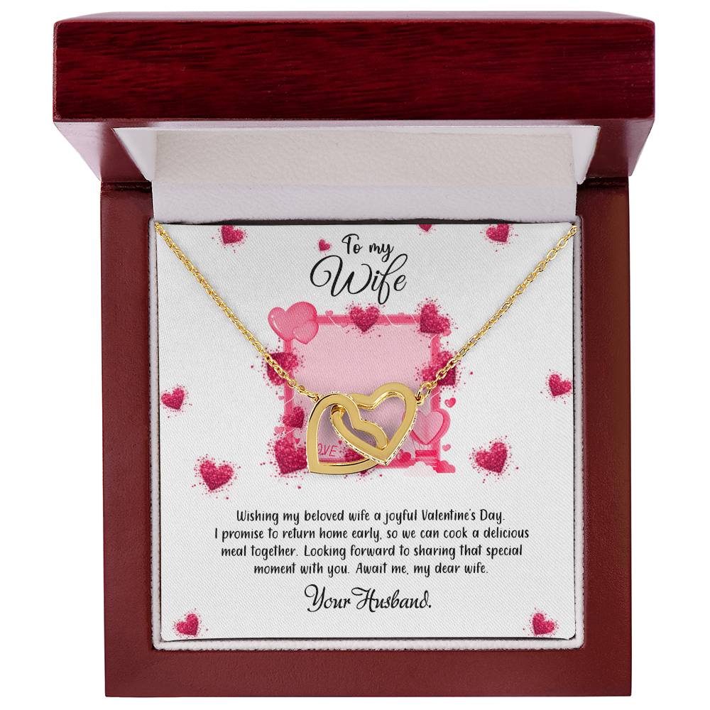 valentine-32b Interlocking Hearts neck, Gift to My Soulmate with Message Card