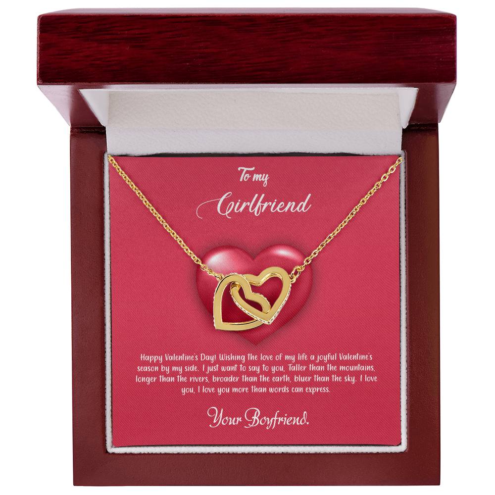 valentine-35c Interlocking Hearts Necklace, Gift to my Girlfriend with Beautiful Message Card