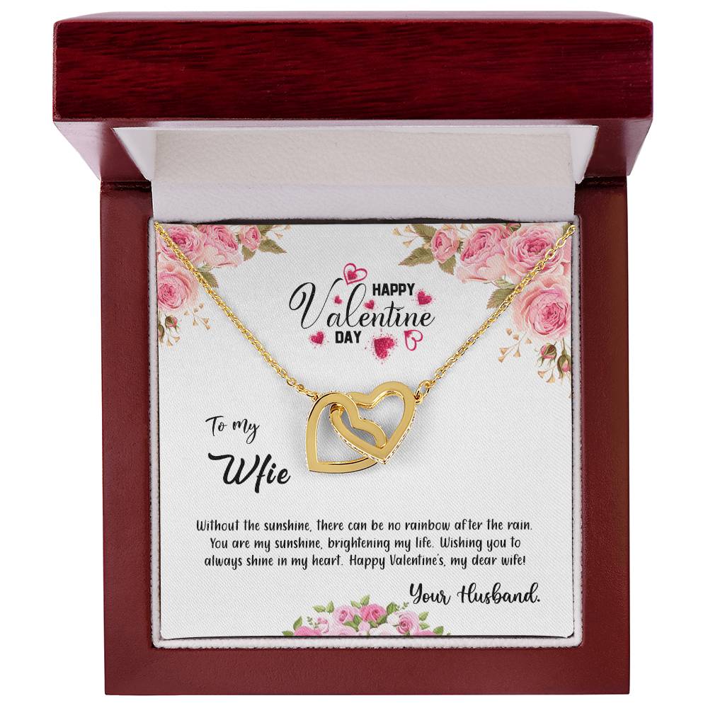 valentine-31a Interlocking Hearts Necklace, Gift to my Wife with Beautiful Message Card