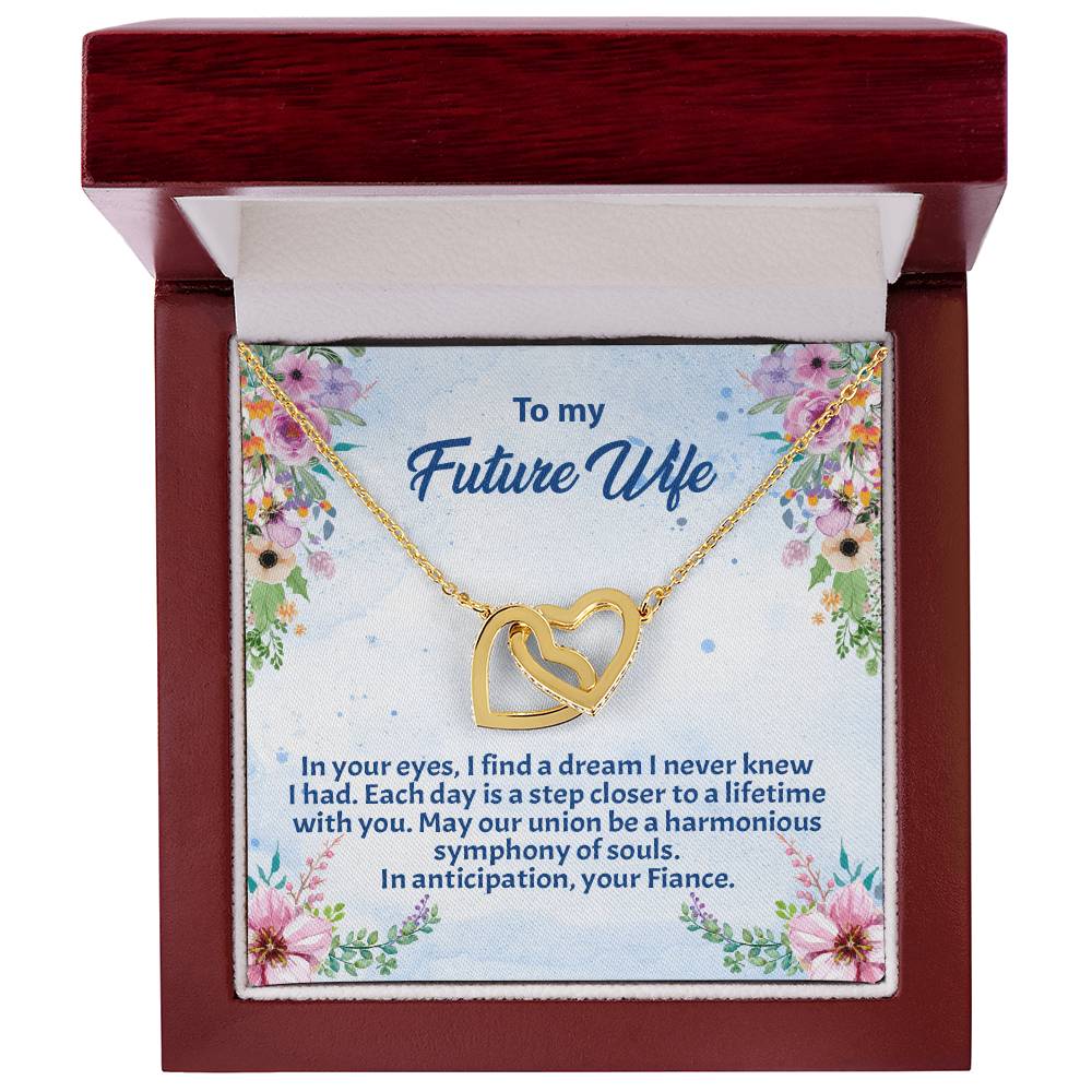 4038c Interlocking Hearts Necklace, Gift to my Future Wife with Beautiful Message Card