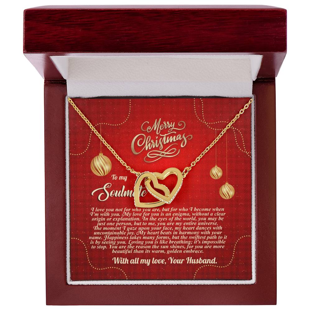 94096c Interlocking Hearts neck, Gift to My Soulmate with Message Card