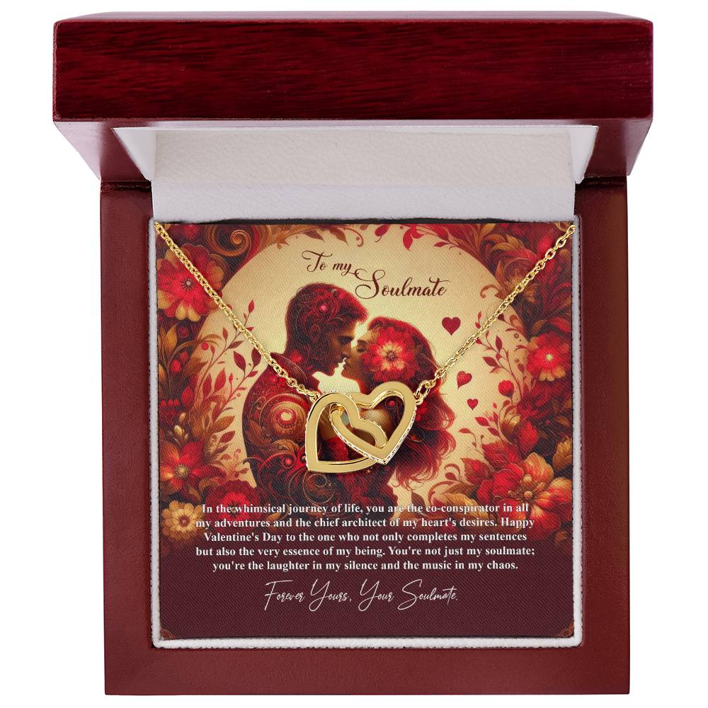 Valentine-st31b Interlocking Hearts neck, Gift to My Soulmate with Message Card