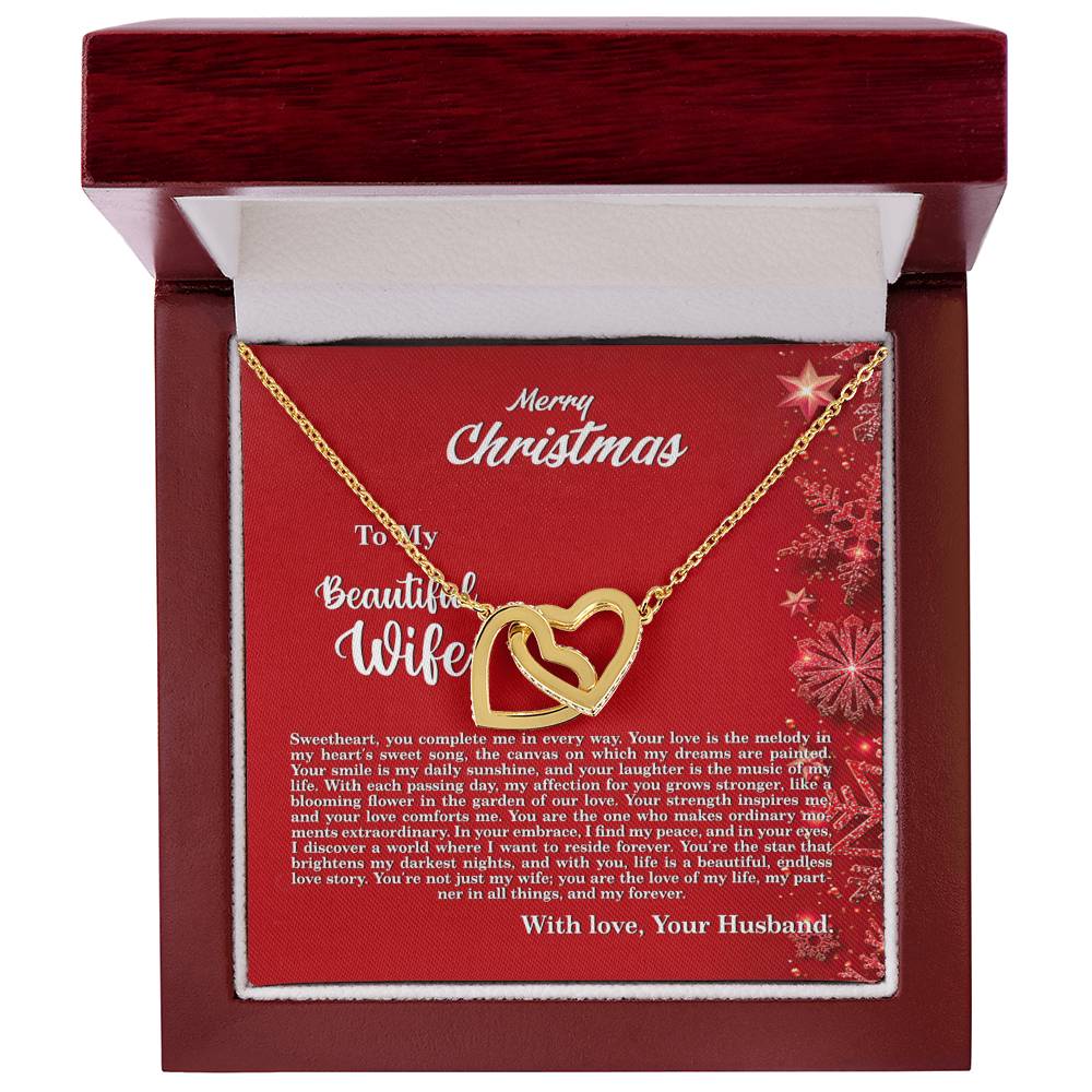 4013c Interlocking Hearts neck, Gift to my Wife with Beautiful Message Card