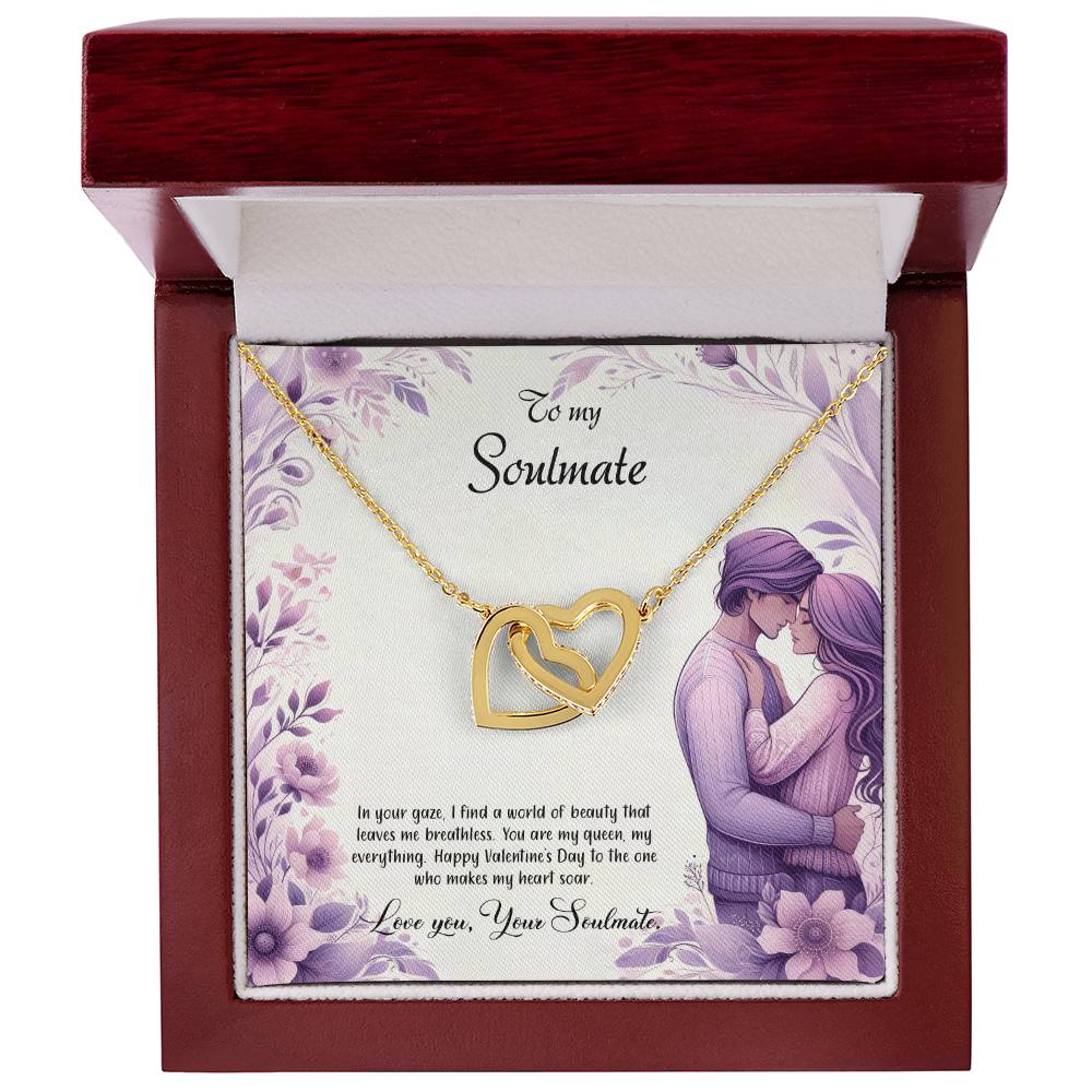 Valentine-st25b Interlocking Hearts neck, Gift to My Soulmate with Message Card