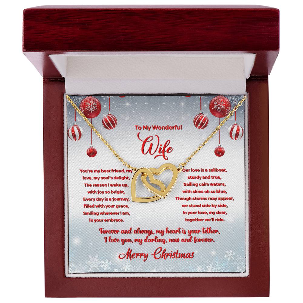 4012c Interlocking Hearts neck, Gift to my Wife with Beautiful Message Card