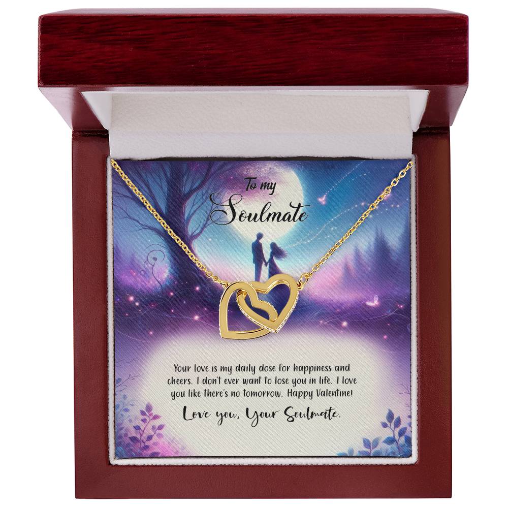 Valentine-st19b Interlocking Hearts neck, Gift to My Soulmate with Message Card