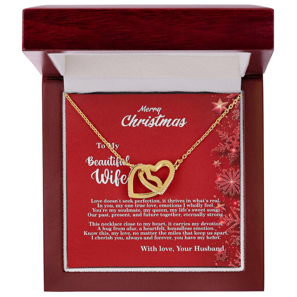 4013a Interlocking Hearts neck, Gift to my Wife with Beautiful Message Card