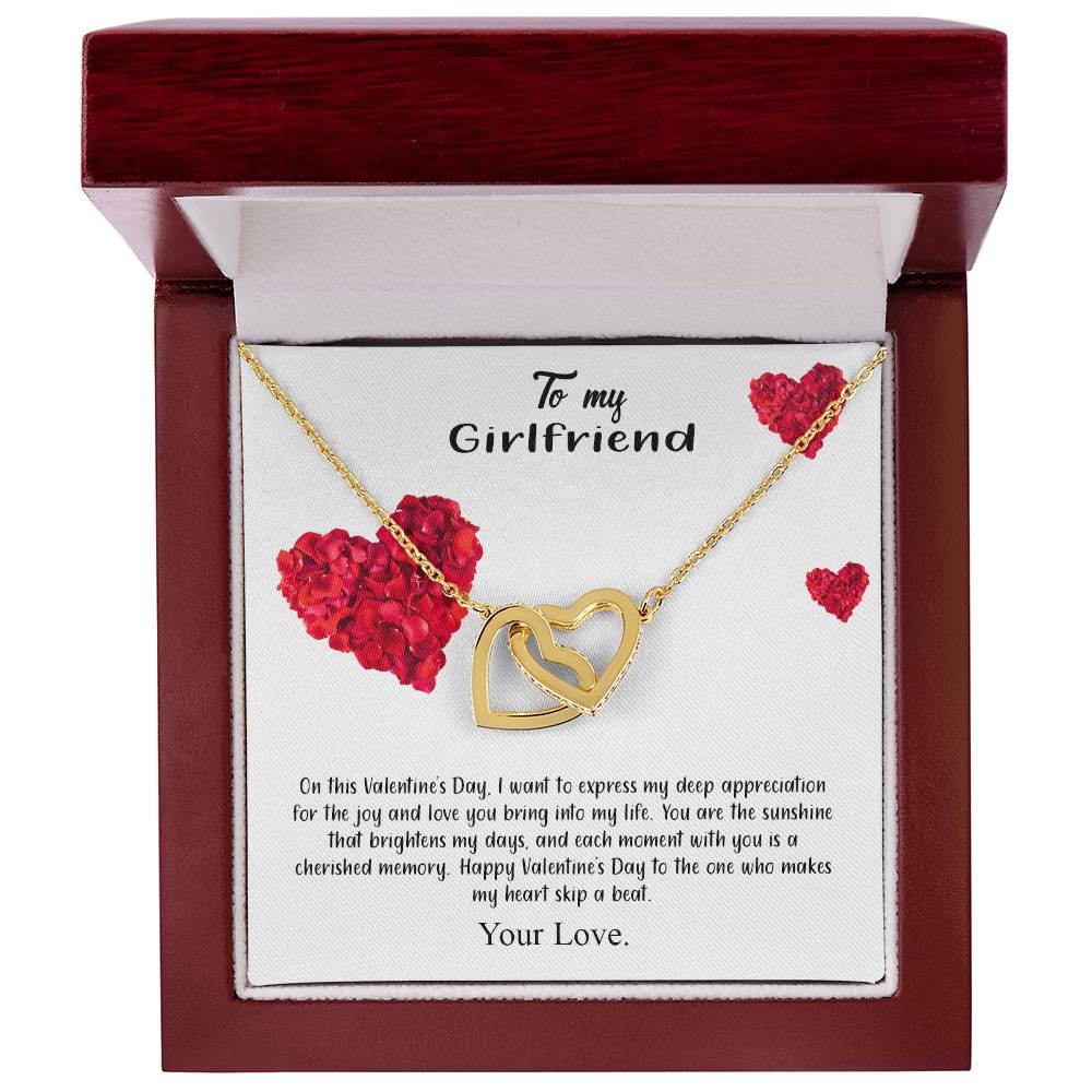 valentine-17c Interlocking Hearts Necklace, Gift to my Girlfriend with Beautiful Message Card