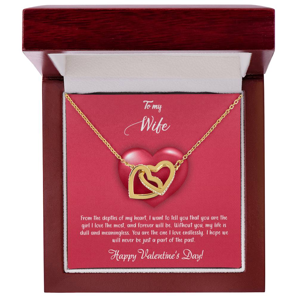 valentine-35a Interlocking Hearts Necklace, Gift to my Wife with Beautiful Message Card