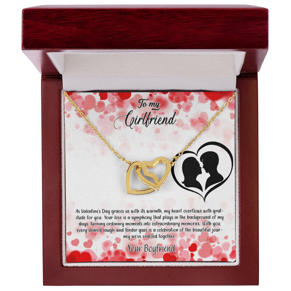 valentine-36c Interlocking Hearts Necklace, Gift to my Girlfriend with Beautiful Message Card